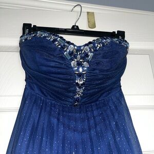 Xtraordinary Navy Strapless Dress with Embellishments